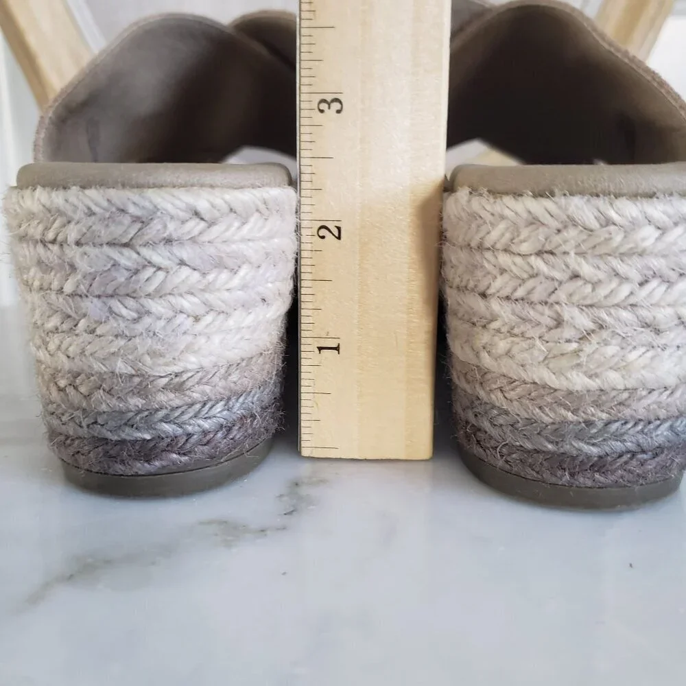 Anthropologie Paseart Tan Suede Cross Strap Ombre Wedge Espadrille Slides 10